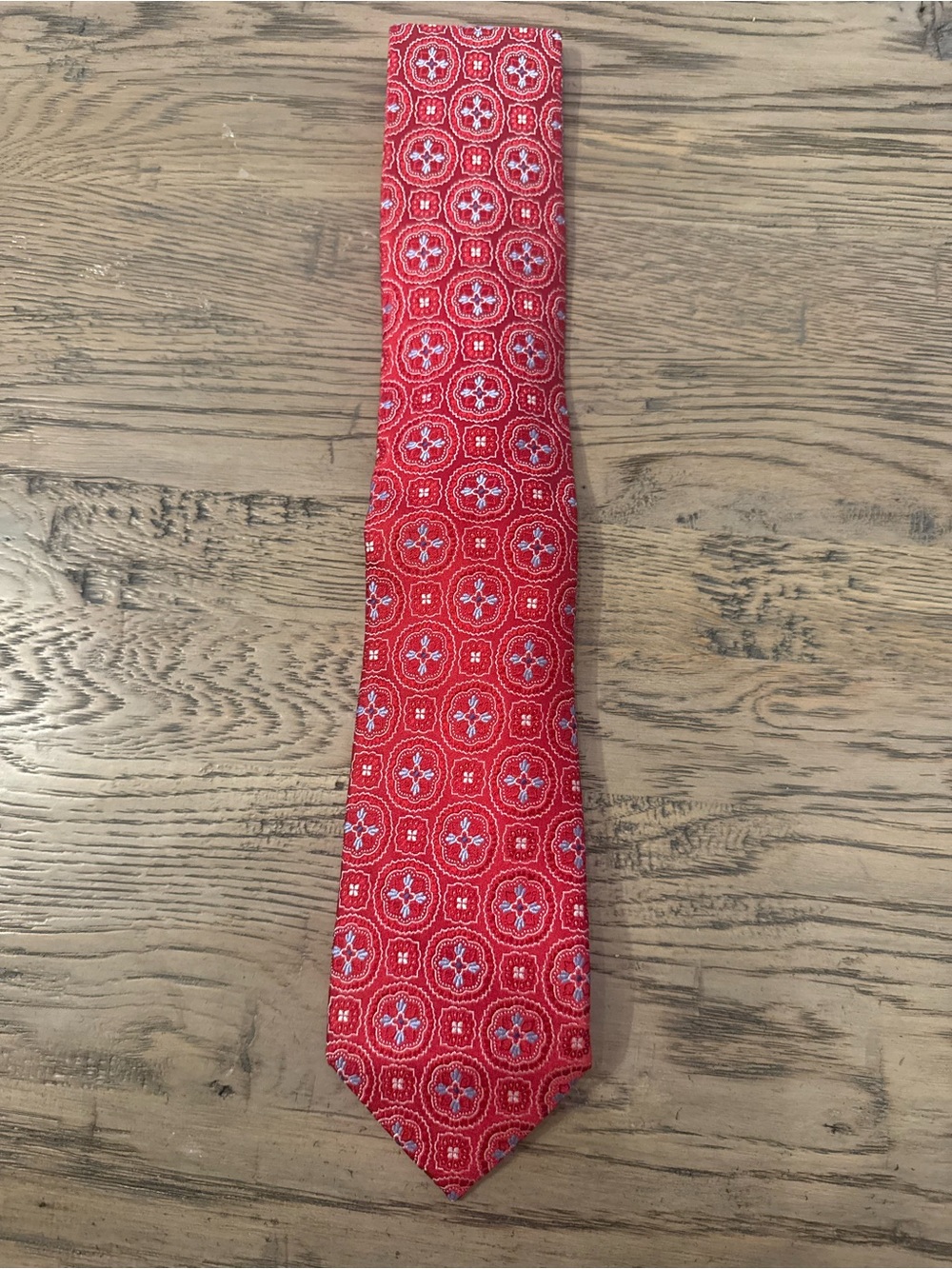 Daniel Cremieux Red Geometric Medallion Tie